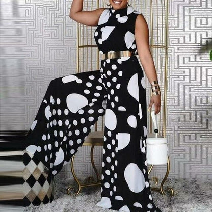 Sexy Sleeveless Polka Jumpsuit